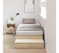 Qnhdfrt Espace de rangement - Cadre de lit en chêne Sonoma - 75 x 190 cm - Design moderne avec 6 tiroirs pour mettre de l'ordre dans la chambre à coucher - Matériau en bois robuste pour une longue