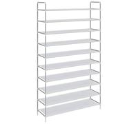 Qnhdfrt Étagère à chaussures avec 10 étagères argentées - 100 x 29,5 x 170 cm - En métal non tissé - Peu encombrante - Pour couloir, chambre à coucher et bureau