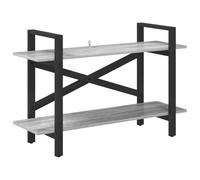 Qnhdfrt Étagère Bibliothèque Industrielle Basse à 2 Niveaux, Meuble de Rangement Gris Sonoma en Bois d'Ingénierie et Acier 100x33,5x64 cm, pour Salon, Bureau à Domicile et Décoration Loft