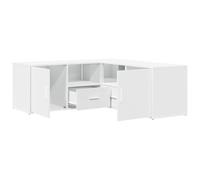 Qnhdfrt Étagère d'angle blanche 200 x 40 x 45 cm - En bois - Armoire d'angle flexible avec tiroirs et compartiments - Montage horizontal ou en forme de L - Buffet stable pour salon et couloir