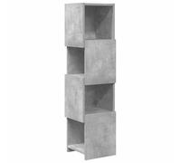 Qnhdfrt Étagère d'angle en béton gris - 4 niveaux - Étagère murale compacte en bois - Design peu encombrant pour les petits coins - 25,5 x 25 x 102 cm