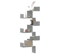 Qnhdfrt Étagère d'angle murale en bois - Gris béton - 45 x 45 x 147 cm - Capacité de charge de 60 kg - Pour salon, chambre à coucher, cuisine, salle de bain - Design peu encombrant