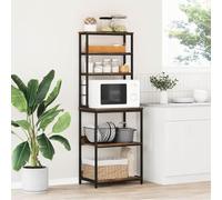 Qnhdfrt Étagère de cuisine, 60 x 40 x 168 cm, avec 5 tablettes en matériau à base de bois et cadre en acier, en chêne fumé, robuste pour cuisine, salon, bureau, balcon