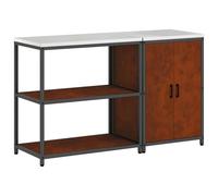 Qnhdfrt Étagère de cuisine et armoire de cuisine 2 pièces, buffet de cuisine en acier aspect rouille, système de rangement avec 4 étagères et portes, 150 x 50 x 92 cm