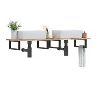 Qnhdfrt Étagère de lavabo murale 160 x 40 cm en bois d'acacia massif et acier noir - Charge maximale : 100 kg - Buffet moderne - Meuble de salle de bain peu encombrant - Pour salle de bain, invités