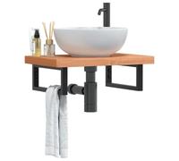 Qnhdfrt Étagère de lavabo murale en acier massif de hêtre massif 60 x 40 x 4 cm Noir Armoire de salle de bain Système flottant peu encombrant robuste