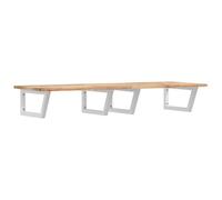 Qnhdfrt Étagère de Vasque Murale 120x50 cm en Bois d'Acacia Massif et Acier Blanc, Plan de Travail Flottant Suspendu de Salle de Bain pour Lavabo Unique, Support Trapèze Moderne Capacité 100 kg