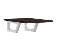 Qnhdfrt Étagère de Vasque Murale 40x60 cm, Plan de Toilette Suspendu en Chêne Massif et Acier Blanc, Support de Lavabo Flottant Forme Trapèze pour Meuble de Salle de Bain Moderne