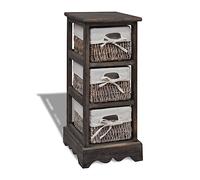 Qnhdfrt Étagère en bois avec 3 paniers, armoire d'appoint de style maison de campagne, petite armoire en bois pour rangement, commode pour salon, couloir, dimensions 25 x 28 x 58 cm, marron