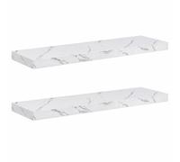 Qnhdfrt Étagère Murale 2 Pièces Effet Marbre Blanc 90x23,5x4 cm - Tablette Flottante en Bois dIngénierie pour Salon, Cuisine et Salle de Bain, Design Moderne et Élégant
