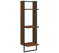 Qnhdfrt Étagère murale à 3 compartiments, aspect chêne, marron, 30 x 25 x 100 cm, matériau du bois et métal, design moderne, étagère flottante, pour livres et décoration, dans la salle de bain, la