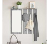 Qnhdfrt Étagère murale, avec miroir et patère, gris, sonoma 84 x 10 x 80 cm, en matériau dérivé du bois, design moderne, pour entrée, salon, chambre à coucher