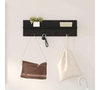 Qnhdfrt Étagère murale, chêne noir, 60 x 10,5 x 18 cm, moderne, en matériau dérivé du bois, avec crochets en métal, peu encombrante, pour couloir, entrée et chambre à coucher