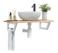 Qnhdfrt Étagère murale de lavabo 100 x 40 cm en bois d'acacia et acier - Design moderne - Grande capacité de charge - Peu encombrante - Pour salle de bain, WC d'invités et couloir