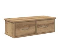 Qnhdfrt Étagère murale en chêne artisan - 60 x 26 x 18,5 cm - Avec 2 tiroirs - Design moderne - Peu encombrante - Pour salon, couloir, chambre à coucher, cuisine et salle de bain