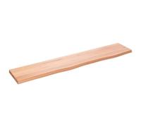 Qnhdfrt Étagère Murale en Chêne Massif 100x20x2cm - Tablette en Bois Véritable avec Bord Vif pour Rangement Salon, Cuisine et Salle de Bain - Plan Vasque Suspendu Traité et Verni, Marron Clair