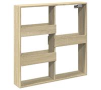 Qnhdfrt Étagère murale en chêne Sonoma 80 x 15 x 80 cm - En matériau dérivé du bois - Avec design moderne - Vitrine suspendue robuste pour salle de bain, cuisine, couloir et salon
