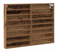 Qnhdfrt Étagère murale étroite en bois recyclé - 100 x 8,5 x 75 cm - En bois robuste - Avec 16 étagères - Design moderne - Peu encombrante - Pour salon, bureau, chambre à coucher et cuisine