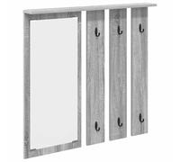 Qnhdfrt Étagère murale grise Sonoma 84 x 10 x 80 cm en bois avec miroir et crochets, design moderne, pour couloir, salon, chambre à coucher