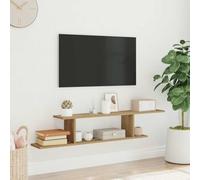 Qnhdfrt Étagère murale TV en bois - Chêne artisanal - 125 x 18 x 23 cm - Montage mural étroit - Avec design asymétrique - Pour salon, bibliothèque, décoration