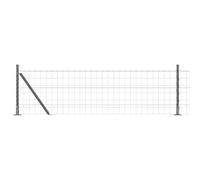 Qnhdfrt Eurozaun Kit de clôture de jardin en acier avec revêtement PVC 25 m x 0,4 m Grillage avec poteaux et fil Délimitation de terrain Gris