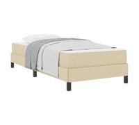 Qnhdfrt Fabric Box Spring Bed with Mattress, 80x200 cm, Cream