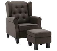 Qnhdfrt Fabric Lounge Chair with Ottoman, High Back, Taupe