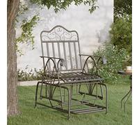 Qnhdfrt Fauteuil à bascule en acier noir 61 x 81 x 99 cm Banc de jardin extérieur avec fonction balançoire et assise confortable pour balcon, terrasse et jardin