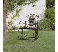 Qnhdfrt Fauteuil à bascule en acier noir 84 cm avec fonction balançoire et dossier haut pour balcon, jardin ou terrasse comme banc d'extérieur robuste et durable