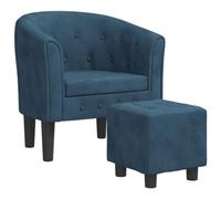 Qnhdfrt Fauteuil club avec repose-pieds - En velours - Bleu foncé - 70 x 56 x 68 cm - Design moderne - Structure en bois robuste - Fauteuil de lecture confortable pour salon, chambre à coucher, bureau
