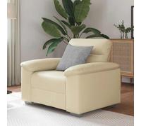 Qnhdfrt Fauteuil compact en cuir synthétique crème Largeur d'assise 60 cm Fauteuil relaxant confortable avec accoudoirs larges pour salon, bureau ou balcon