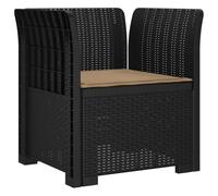 Qnhdfrt Fauteuil de Jardin 1 Place Look Rotin PP Anthracite avec Coussin | Siège d extérieur modulable en polypropylène aspect rotin tressé, idéal pour valoriser votre balcon, terrasse ou jardin.