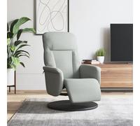 Qnhdfrt Fauteuil de relaxation avec repose-pieds en velours gris clair - Fonction couchage manuel - Pivotant à 360° - Confortable - Pour salon, chambre à coucher, balcon et coiffeuse