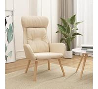 Qnhdfrt Fauteuil de relaxation en tissu crème épais rembourré confortable pour salon, chambre à coucher, balcon, fauteuil lounge avec cadre en métal et bois massif, dimensions : 70 x 77 x 94 cm
