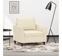 Qnhdfrt Fauteuil en cuir synthétique crème - 60 cm de large - Fauteuil de relaxation pour salon avec structure en métal et grand confort