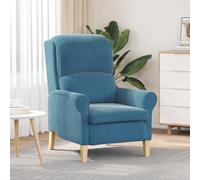 Qnhdfrt Fauteuil ergonomique bleu en tissu et bois pour salon, fauteuil lounge avec assise confortable, design compact et capacité de charge de 150 kg