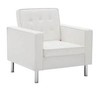 Qnhdfrt Fauteuil lounge - Blanc - 75 x 70 x 75 cm - Avec pieds en acier - Chesterfield moderne - En cuir synthétique - Fauteuil de lecture confortable pour salon, chambre à coucher, bureau