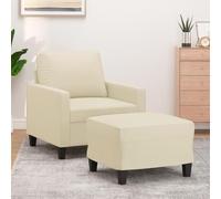 Qnhdfrt Fauteuil relax avec repose-pieds en cuir synthétique crème Largeur d'assise 60 cm Design moderne robuste et confortable pour salon, balcon, chambre d'adolescent