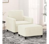 Qnhdfrt Fauteuil relax en velours avec tabouret, crème, 60 cm, confortable, moderne, pour salon, balcon