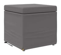 Qnhdfrt Faux Leather Backless Ottoman, Low Wood Stool, Grey