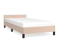 Qnhdfrt Faux Leather Single Bed Frame with Headboard, Cappuccino