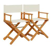 Qnhdfrt Foldable Acacia Wood Director Chairs, Set of 2, Cream White