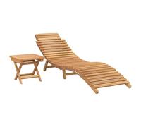 Qnhdfrt Foldable Solid Teak Wood Sun Lounger with Table