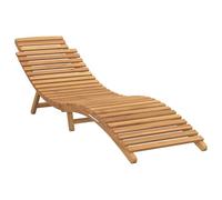 Qnhdfrt Folding Solid Teak Wood Sun Lounger, Brown