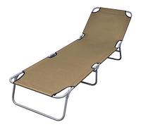 Qnhdfrt Folding Sun Lounger, Adjustable Steel & 600D Oxford Chair, Taupe