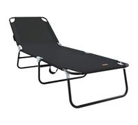 Qnhdfrt Folding Sun Lounger, Adjustable Steel Frame & Polyester, Black