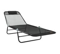 Qnhdfrt Folding Textilene & Steel Sun Lounger, Adjustable Black