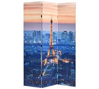 Qnhdfrt Folding Wood and Canvas Room Divider, Paris at Night Design