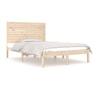 Qnhdfrt Full Size Solid Pine Wood Bed Frame with Headboard, Natural | Fits 135x190 cm mattresses (not included) to add a rustic look to guest or master bedrooms.