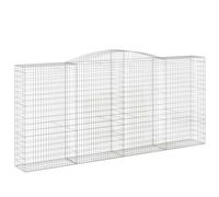 Qnhdfrt Galvanized Steel Arched Gabion Baskets, Set of 7 | Measures 400x50x180/200 cm to create a decorative stone wall for garden fencing, yard privacy, and sound insulation.